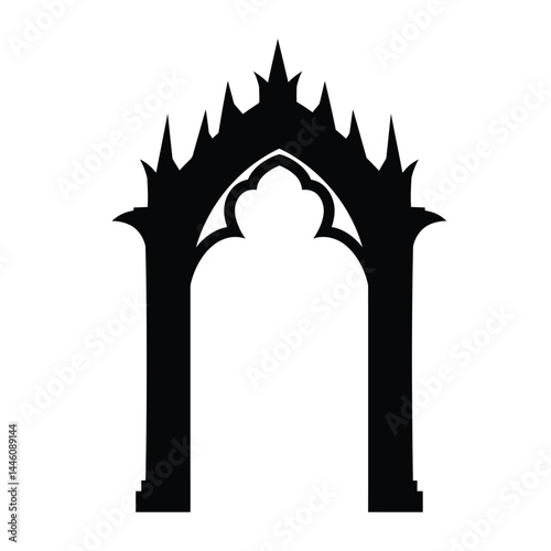 Gothic arch silhouette vector illustration for architecture or decoration purposes