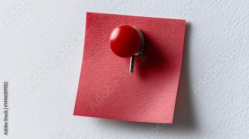 Obraz na płótnie Red push pin holding a blank sticky note on white background w salonie