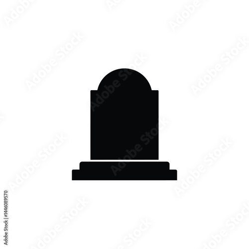 Minimalistic tombstone icon depicting death grief cemetery monument for halloween designs
