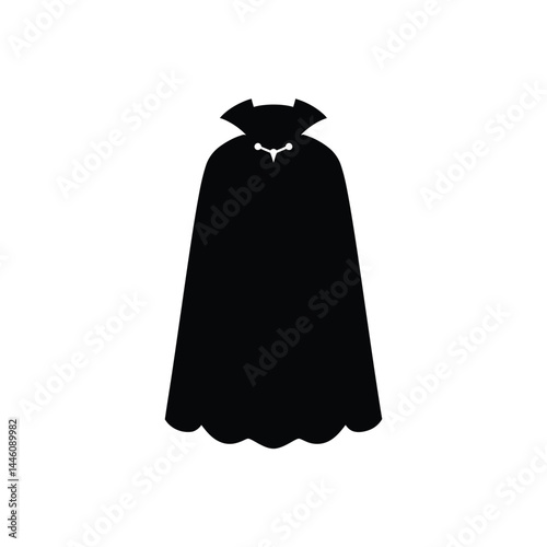 Black halloween dracula cape silhouette graphic element for festive design projects