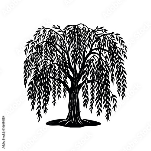 Tree silhouette vector icon. vector tree icon.Vector tree silhouette