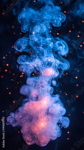 Colorful smoke and sparks swirl