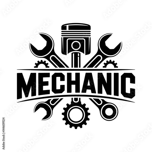 Mechanic's Emblem: A striking illustration of automotive tools, embodying the precision and expertise of the mechanic profession. The design showcases the essential gear.