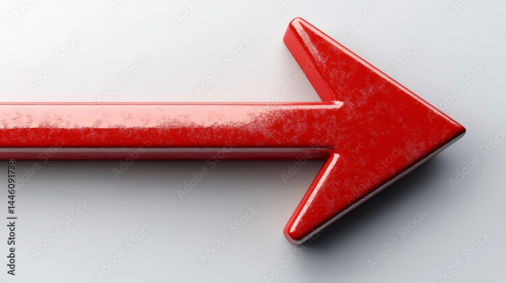 Red arrow pointing right on white background symbolizing direction