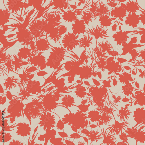 Neutral Colour Abstract Floral seamless pattern design for fashion textiles, graphics, backgrounds and crafts