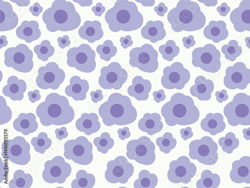 Purple  flowers . Cute and lovely seamless vector pattern for design and decoration.