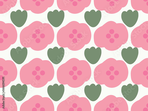 Pink  flowers . Cute and lovely seamless vector pattern for design and decoration ..eps