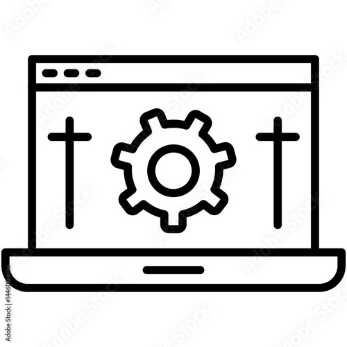  IT Automation Line Icon, IT Automation Icon – Automated Workflow, System Integration, Technology Process Symbol in Vector Style