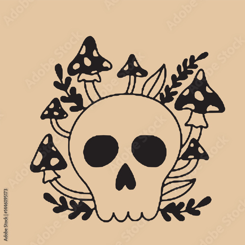 Hand-drawn vintage mystical and magic symbols illustration