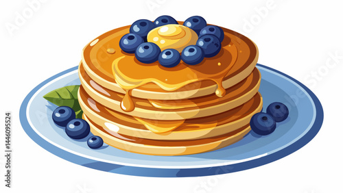 Golden pancakes layered with warm honey syrup.
Juicy blueberries rest gently on top for a fresh pop.
Minimal white plate enhances the vibrant textures.
Isolated for clean, modern food design.