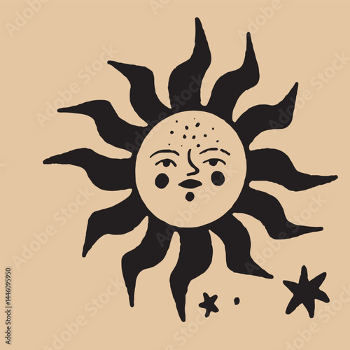Hand-drawn vintage mystical and magic symbols illustration