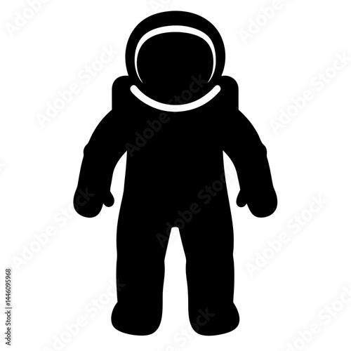 Silhouette of an astronaut or cosmonaut in a spacesuit standing upright