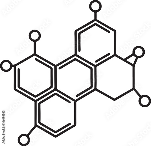 chemical compound line art, black outline, vector and illustration, coloring book page line art drawing