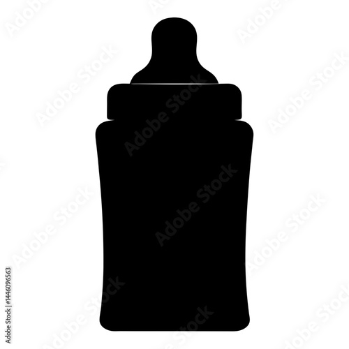 Silhouette of a baby bottle isolated on white background used for feeding babies