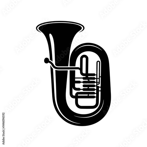 Classic Tuba Icon: An illustration of the tuba, a large, low-pitched brass instrument, showcasing its intricate design and classic appeal.