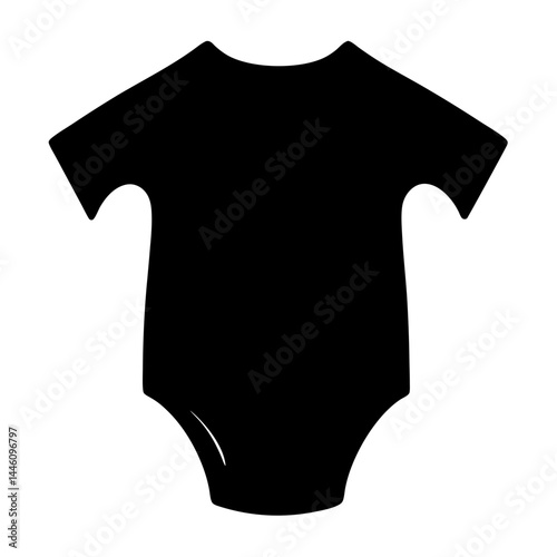 Black Silhouette of Baby Onesie Illustration on a White Background Design
