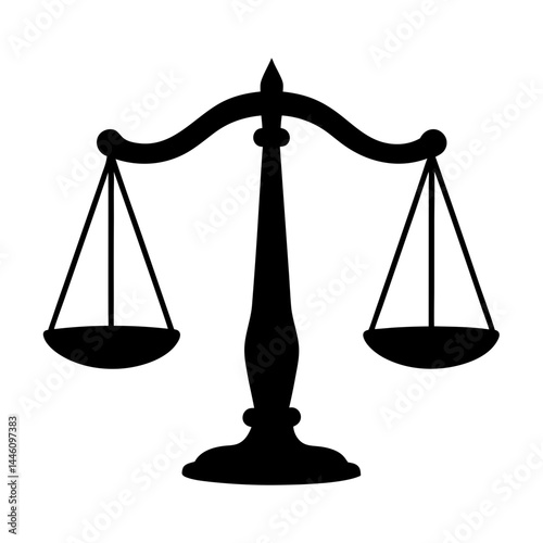 Classic Black and White Image of the Scales of Justice Symbol