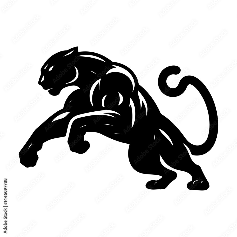 Obraz premium AI Generated Panther Vector Silhouette Isolate White Background