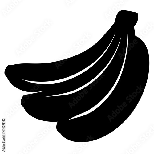 A silhouette image of a bunch of bananas against a white background