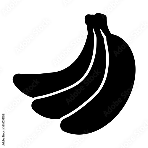 A graphic illustration of a bunch of bananas in black color