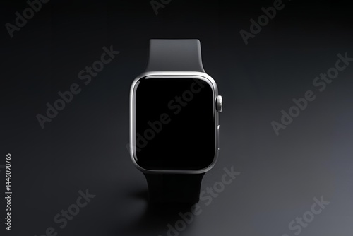 high angle full frame shot of no display of smartwatch, dark background.