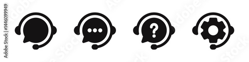 Customer service icons set. Support, private chat, online operator, technical support symbol.