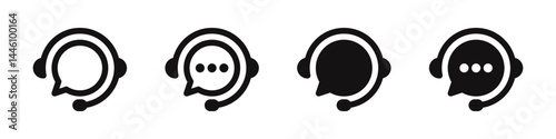 Customer service icons set. Support, private chat, online operator, technical support symbol.