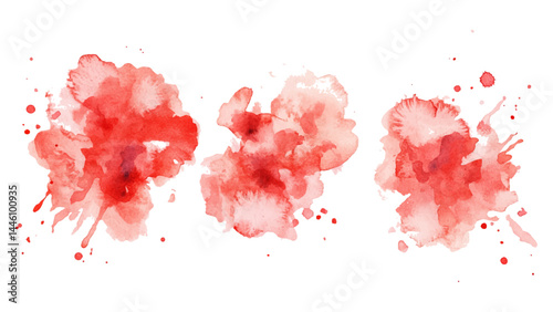 Splash brush red watercolor isolated on white background. Set of watercolor circles red, Colors watercolor paint stains vector backgrounds.