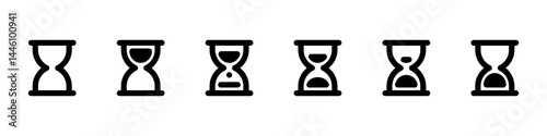 Hourglass icons set. Sand watchtime management, sandglass timer. Vector illustration.
