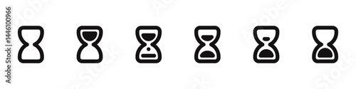 Hourglass icons set. Sand watchtime management, sandglass timer. Vector illustration.