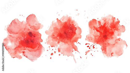 Splash brush red watercolor isolated on white background. Set of watercolor circles red, Colors watercolor paint stains vector backgrounds.