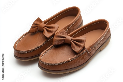 Wallpaper Mural Adorable brown leather loafers with bows perfect for spring stylish and comfy footwear close up shot Torontodigital.ca