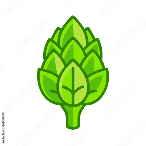 Detailed vector - illustration green artichoke icon. Suited for food, culinary, gardening in semi - realistic design.