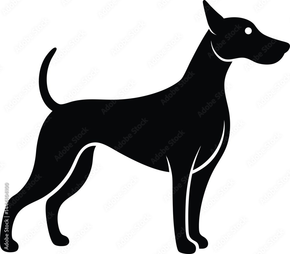 silhouette of a dog in playful pose on white silhouette of a dog in playful pose on white