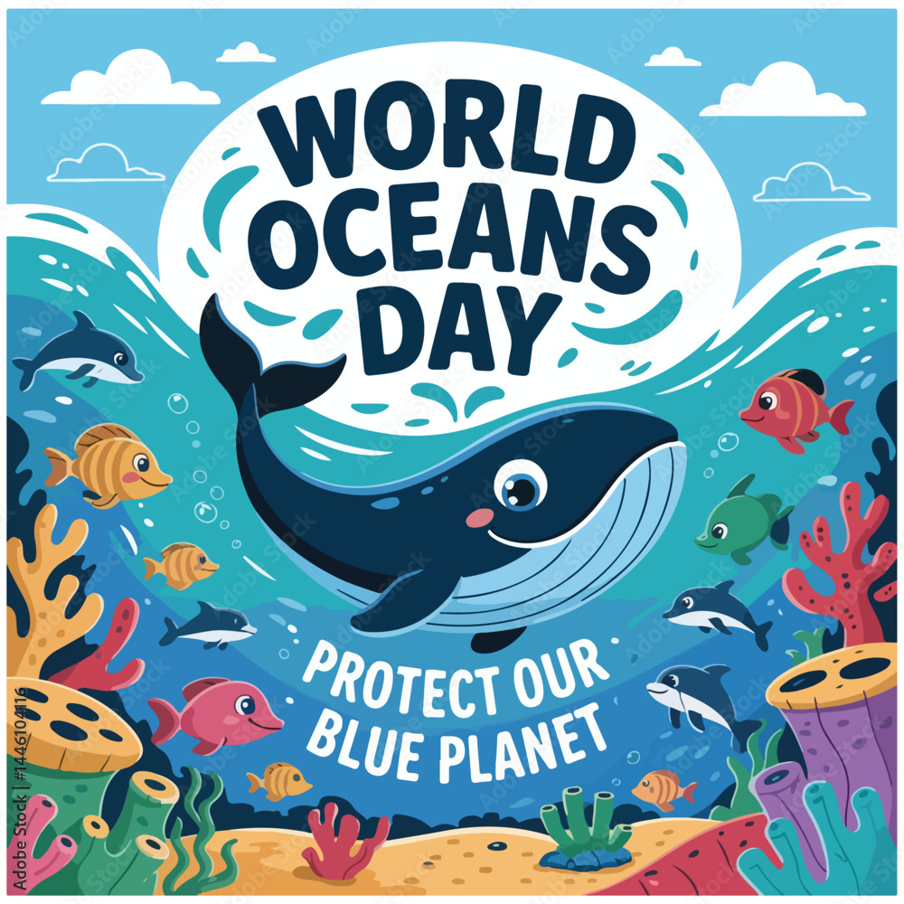 Obraz premium World Oceans Day flyer image 23.eps