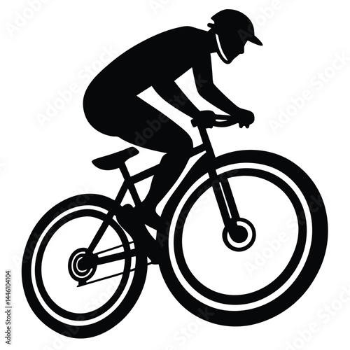 Silhouette of Mountain Biker in Action Extreme Sports Vector Illustration
