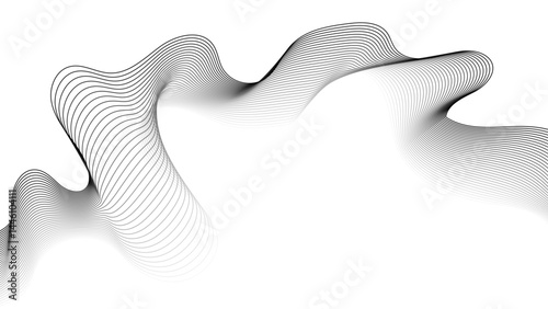 Modern abstract white wave digital geometric Technology, data science frequency gradient lines on transparent background. Undulate Grey Wave Swirl, frequency sound wave, twisted curve lines with blend