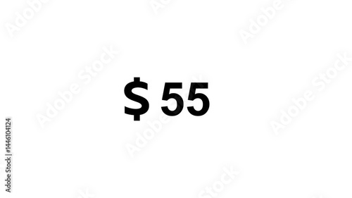 Dollar count animation one  to hundred numbers alpha channel