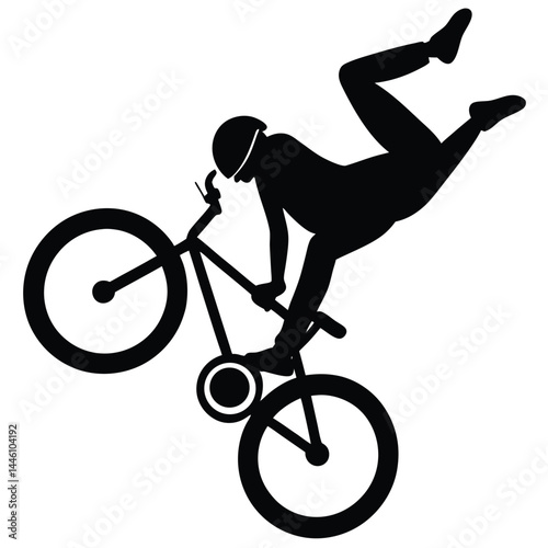 BMX Rider Performing a Daring Backflip Stunt Silhouette Illustration