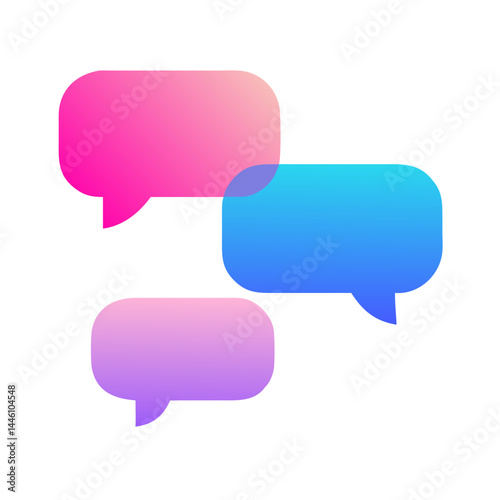 Vector - based modern - styled icon of colorful speech bubbles, ideal for communication, social - media, or messaging - related projects.