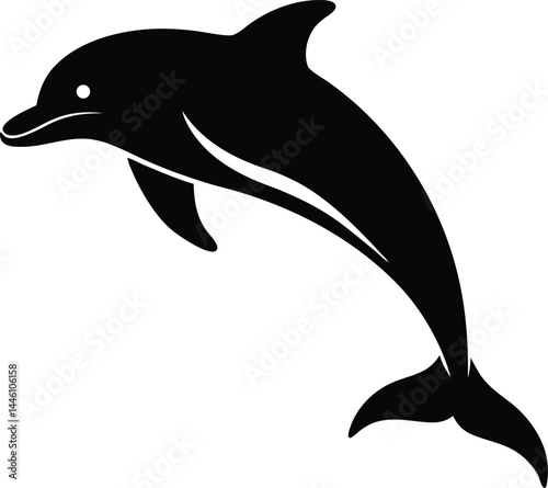 silhouette of a dolphin jumping on white 