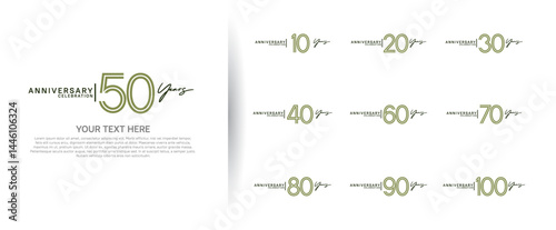logo anniversary set. green and black color on white background for special event
