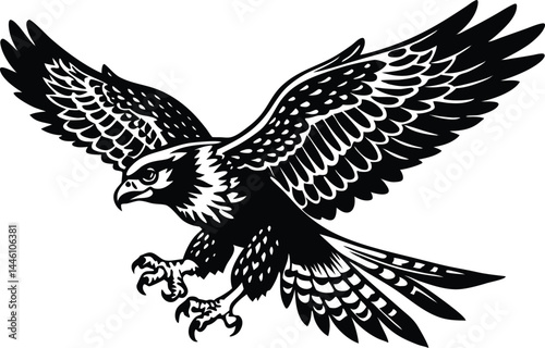 Hawk In Attack Pose Silhouette