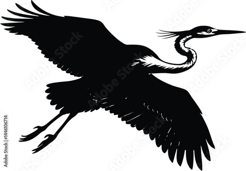 Heron In Flight Silhouette
