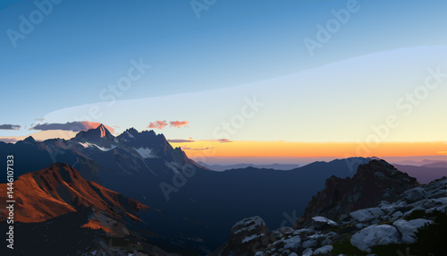 Majestic mountains at sunset with vibrant sky colors  