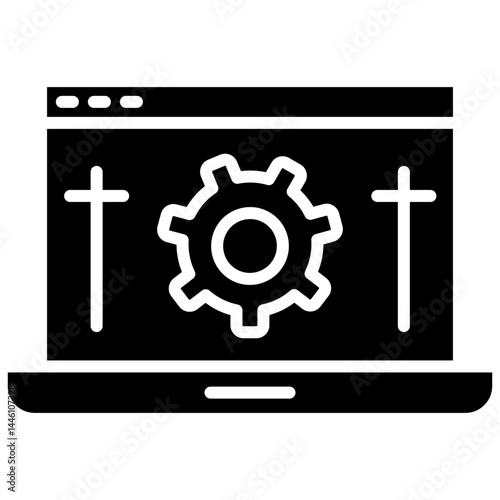  IT Automation Glyph Icon, IT Automation Icon – Automated Workflow, System Integration, Technology Process Symbol in Vector Style