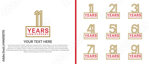 logo anniversary set. brown color with square on white background for special event