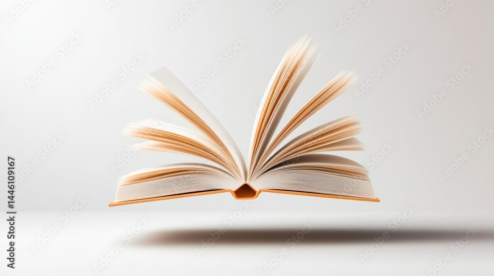 Fototapeta premium Open book pages floating in mid air