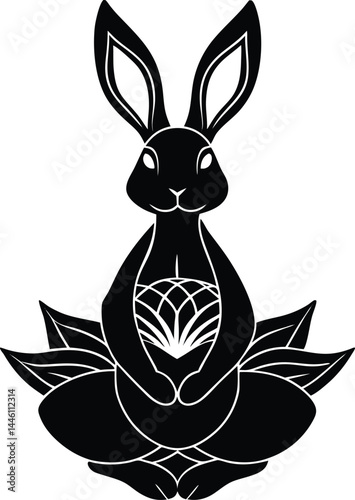 Rabbit In Lotus Position Silhouette