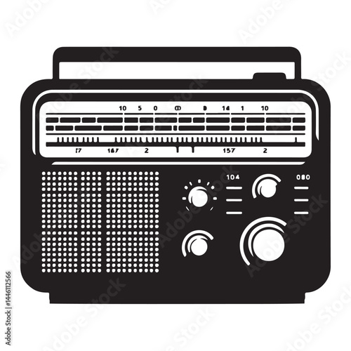 Vintage Radio Silhouette on White Background

